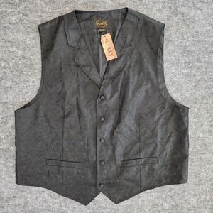 NWT Scully Vest Mens XXL Black Paisley Jacquard Formal Dress Western Waistcoat